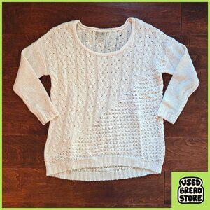Lucky Brand Open Knit Pullover Women's Sweater | M | Wool Blend | Cream, Ivory